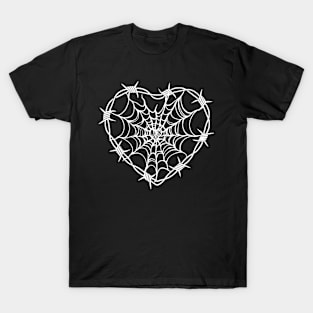 Barbed Wire Spiderweb Heart T-Shirt